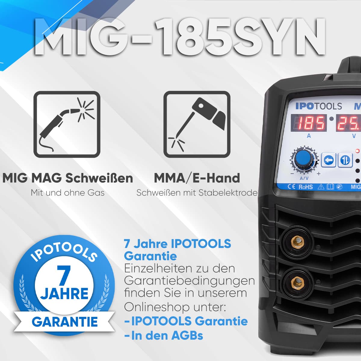IPOTOOLS MIG 185SYN - Synergic Inverter Schweißgerät – Bild 2